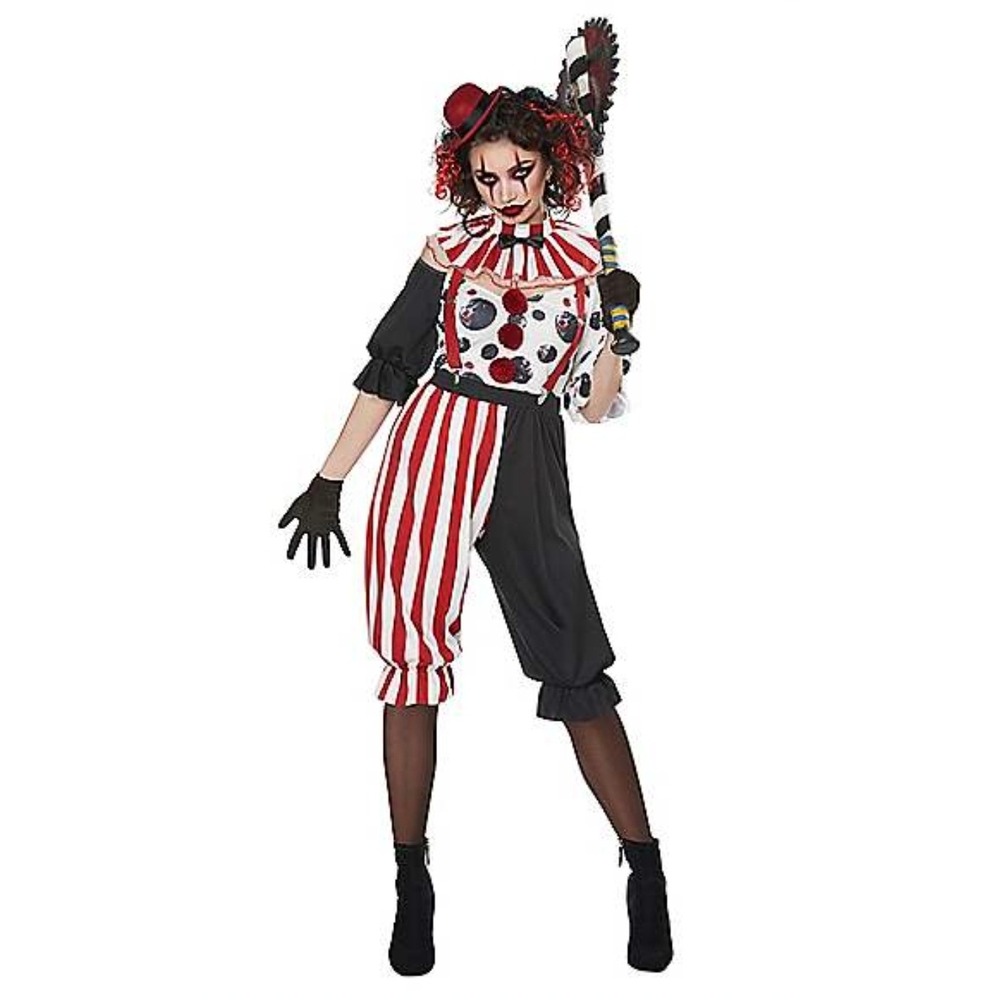 Spirit Halloween Kreepy Klown Costume Set Womens Small 6-8 Red White Black 5pc